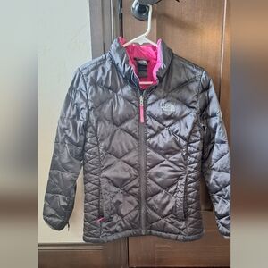 The North Face Kids' Black and Pink Puffer Jacket Sz 14/16